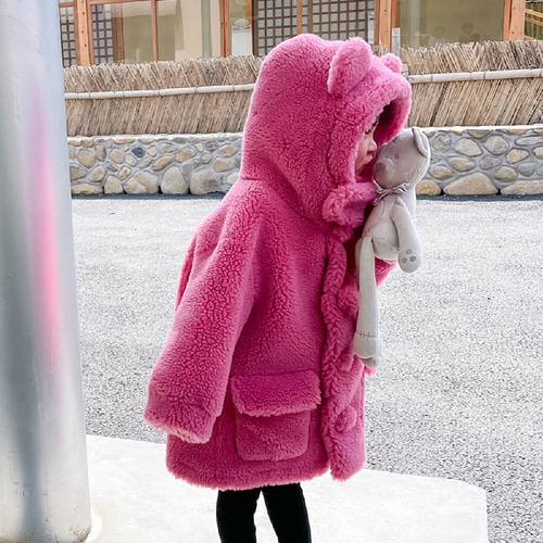 키즈 여아 등원룩 뽀글이 겨울 곰돌이 코트